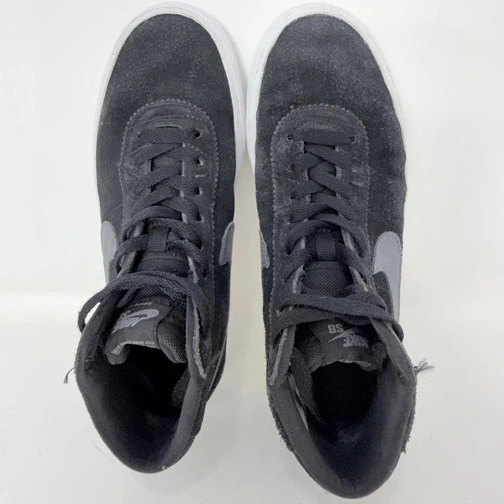 Nike SB Bruin High Black Dark Grey White Suede Skate Shoes 923112-001 Womens 7.5